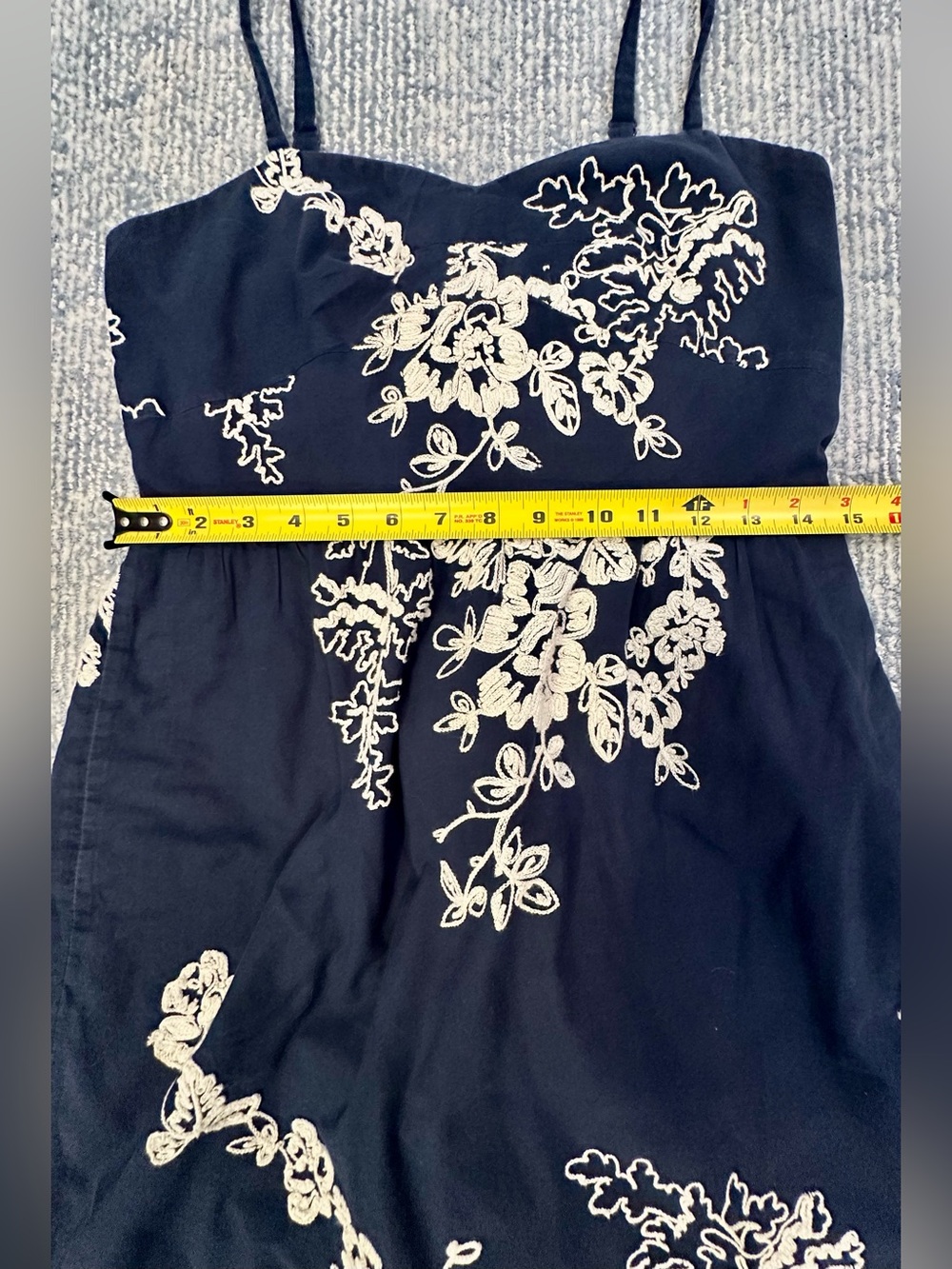 JCrew Factory Mini Sundress 8 Spaghetti Straps Embroidered Floral Cottagecore - Picture 7 of 9